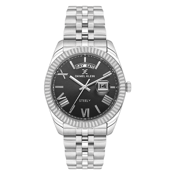 Relógio Analógico Masculino Daniel Klein Dk.1.14026-1 Steely Pulseira de Aço Inoxidável Prata/Preto