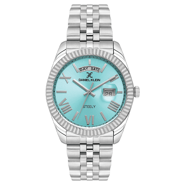 Relógio Analógico Daniel Klein Dk.1.14026-3 Steely Pulseira de Aço Inoxidável Prata/Verde