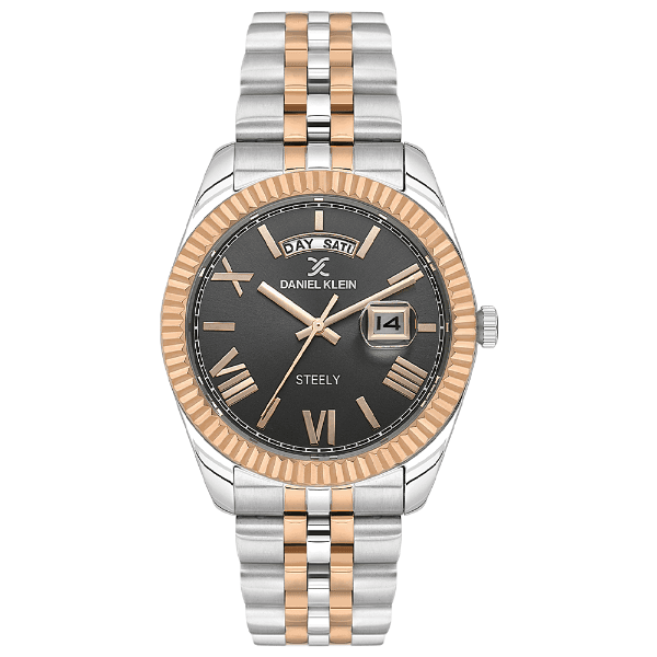 Relógio Analógico Masculino Daniel Klein Dk.1.14026-5 Steely Pulseira de Aço Inoxidável Prata/Rose Gold