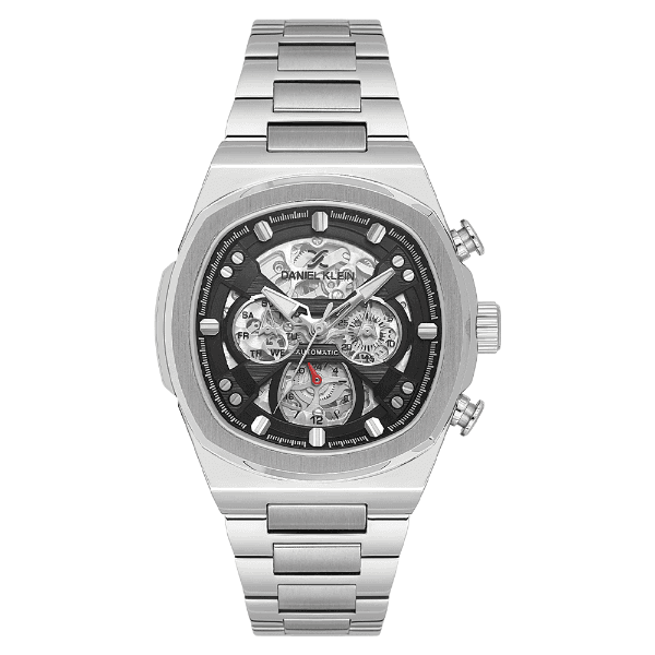 Relógio Analógico Masculino Daniel Klein Dk.1.14046-2 Skeleton Pulseira de Aço Inoxidável Prata