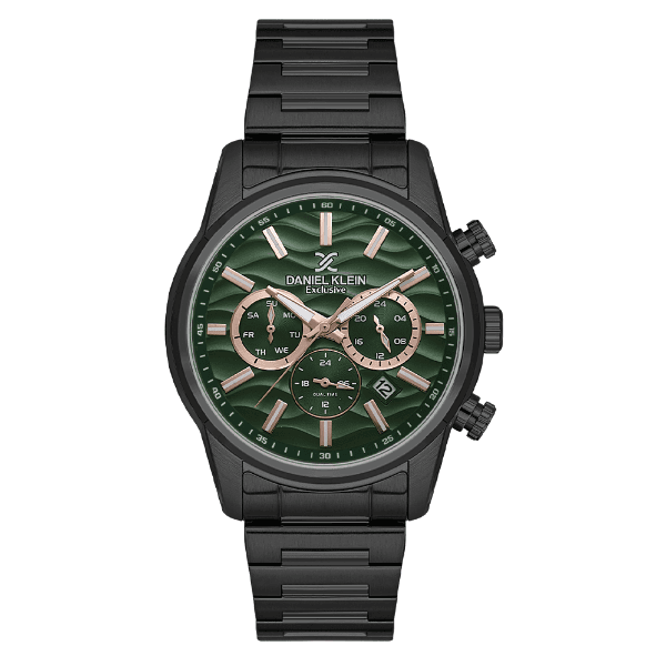 Relógio Analógico Masculino Daniel Klein Dk.1.14062-5 Exclusive Gents Pulseira de Aço Inoxidável Preto/Verde