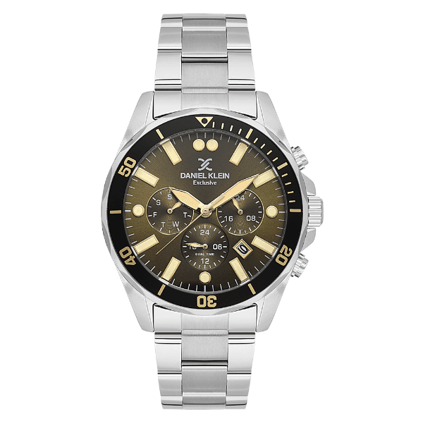 Relógio Analógico Masculino Daniel Klein Dk.1.14067-4 Exclusive Gents Pulseira de Aço Inoxidável Prata/Preto