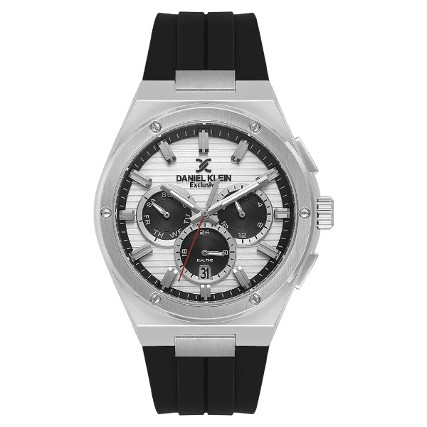 Relógio Analógico Masculino Daniel Klein Dk.1.14072-1 Exclusive Gent Pulseira de Silicone Preto/Prata