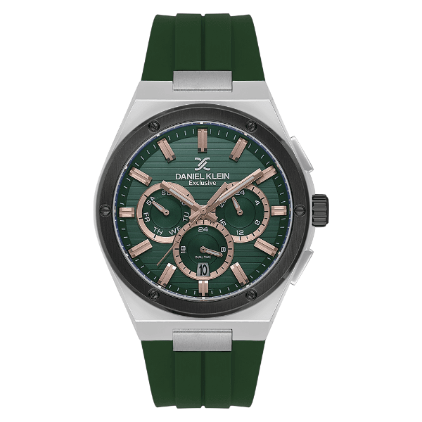 Relógio Analógico Masculino Daniel Klein Dk.1.14072-4 Exclusive Gent Pulseira de Silicone Verde Prata