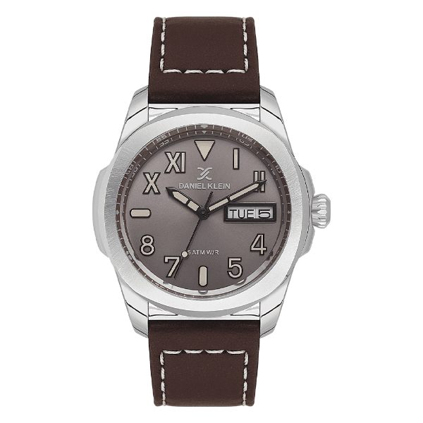 Relógio Analógico Masculino Daniel Klein Dk.1.14078-1 Premium Gent Pulseira de Couro Marrom Prata