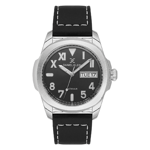 Relógio Analógico Masculino Daniel Klein Dk.1.14078-2 Premium Gent Pulseira de Couro Preto/Prata
