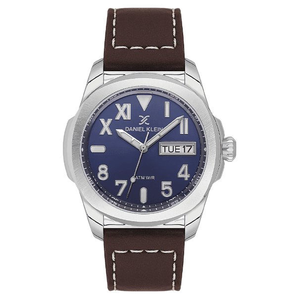 Relógio Analógico Masculino Daniel Klein Dk.1.14078-3 Premium Gent Pulseira de Couro Marrom/Azul