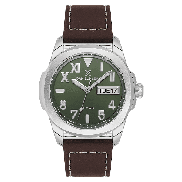 Relógio Analógico Masculino Daniel Klein Dk.1.14078-4 Premium Gent com Pulseira de Couro Marrom/Verde