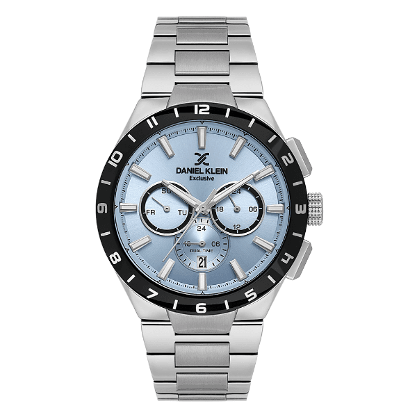 Relógio Analógico Masculino Daniel Klein Dk.1.14079-3 Exclusive Gents Pulseira de Aço Inoxidável Prata/Azul