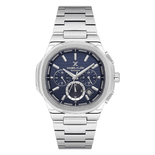 Relógio Analógico Masculino Daniel Klein Dk.1.14082-3 Exclusive Gents Pulseira de Aço Inoxidável Prata/Azul