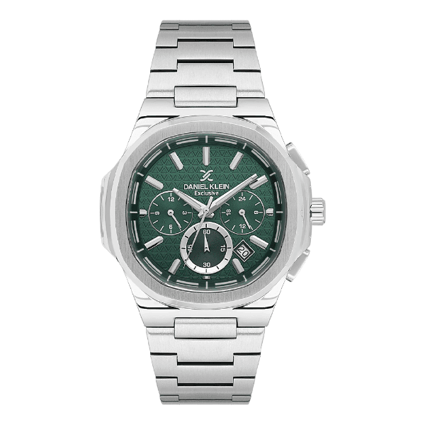 Relógio Analógico Masculino Daniel Klein Dk.1.14082-4 Exclusive Gents Pulseira de Aço Inoxidável Prata/Verde