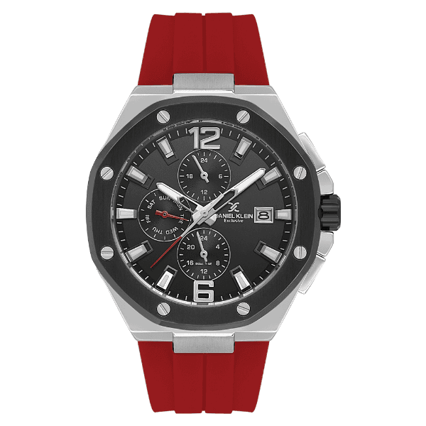 Relógio Analógico Masculino Daniel Klein Dk.1.14092-3 Exclusive Gent Pulseira de Silicone Vermelho/Prata