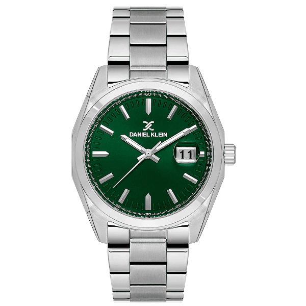 Relógio Analógico Masculino Daniel Klein Dk.1.14137-4 Premium Gents Pulseira de Aço Inoxidável Prata/Verde
