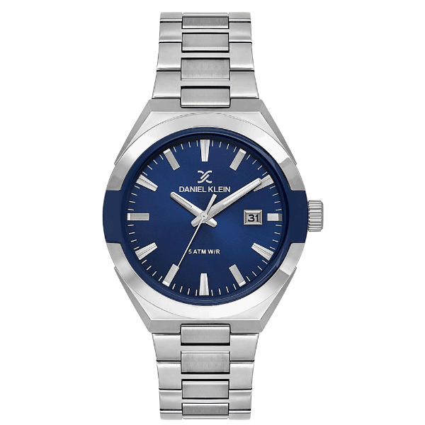 Relógio Analógico Masculino Daniel Klein Dk.1.14145-2 Premium Gents Pulseira de Aço Inoxidável Prata Azul