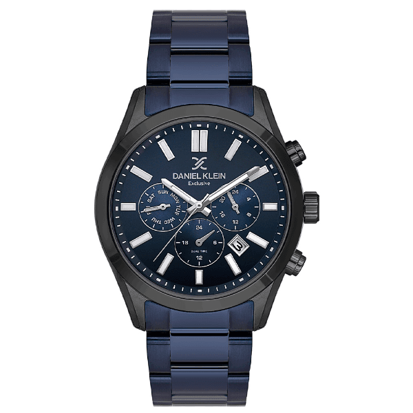 Relógio Analógico Masculino Daniel Klein Dk.1.14213-5 Exclusive Gents Pulseira de Aço Inoxidável Azul/Preto