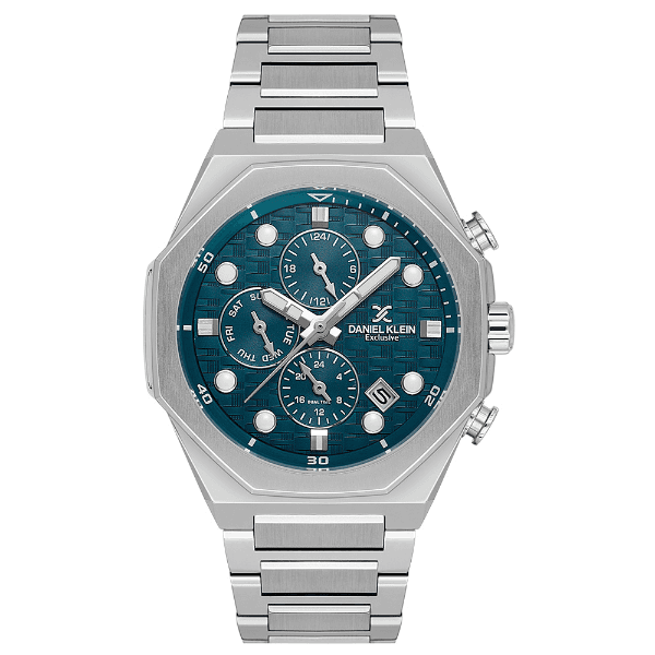 Relógio Analógico Masculino Daniel Klein Dk.1.14217-4 Exclusive Gents Pulseira de Aço Inoxidável Prata/Azul