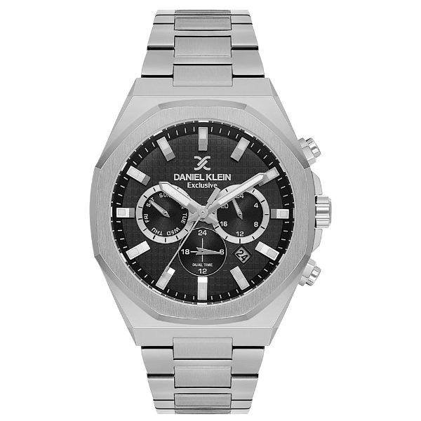Relógio Analógico Masculino Daniel Klein Dk.1.14218-1 Exclusive Gents Pulseira de Aço Inoxidável Prata/Preto