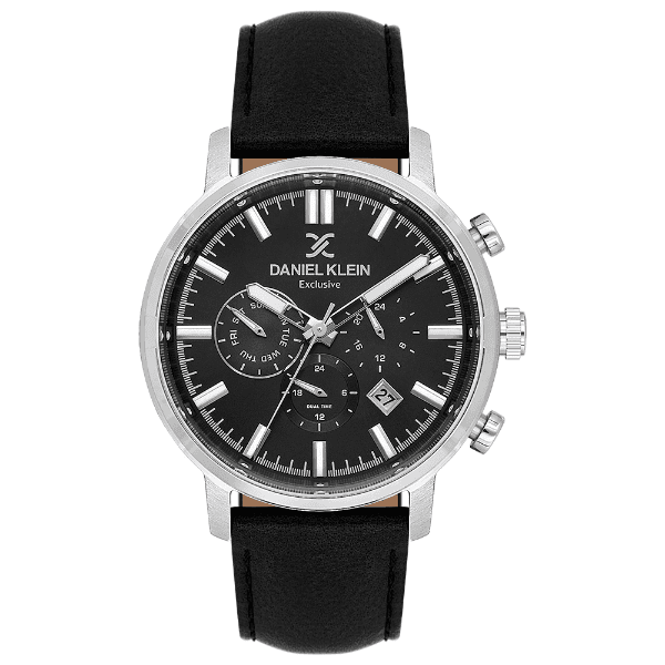 Relógio Analógico Masculino Daniel Klein Dk.1.14229-2 Exclusive Gent Pulseira de Couro Preto/Prata