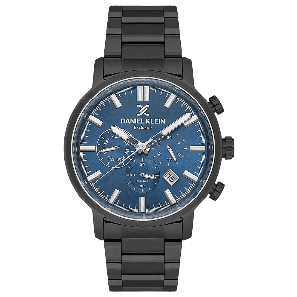 Relógio Analógico Masculino Daniel Klein Dk.1.14230-5 Exclusive Gents Pulseira de Aço Inoxidável Preto/Azul