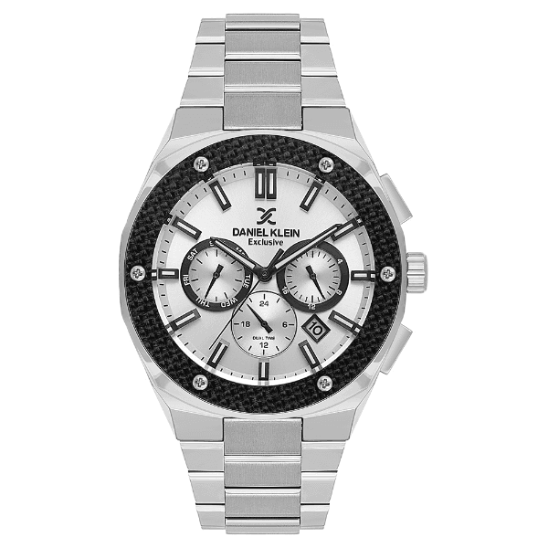 Relógio Analógico Masculino Daniel Klein Relojes Dk.1.14241-1 Exclusive Gents Pulseira de Aço Inoxidável Prata/Preto