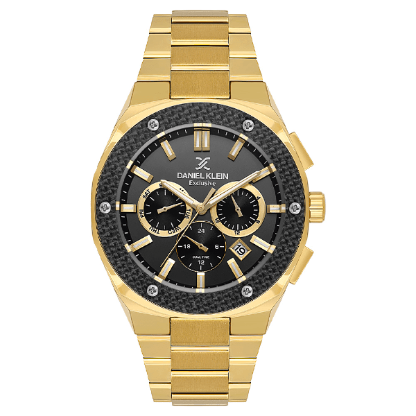 Relógio Analógico Masculino Daniel Klein Dk.1.14241-5 Exclusive Gents Pulseira de Aço Inoxidável Dourado/Preto