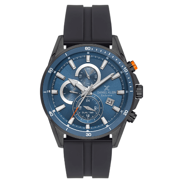 Relógio Analógico Masculino Daniel Klein Dk.1.14246-4 Exclusive Gent Pulseira de Silicone Azul/Cinza