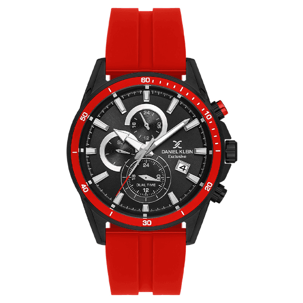 Relógio Analógico Masculino Daniel Klein Dk.1.14246-5 Exclusive Gent Pulseira de Silicone Vermelho/Preto