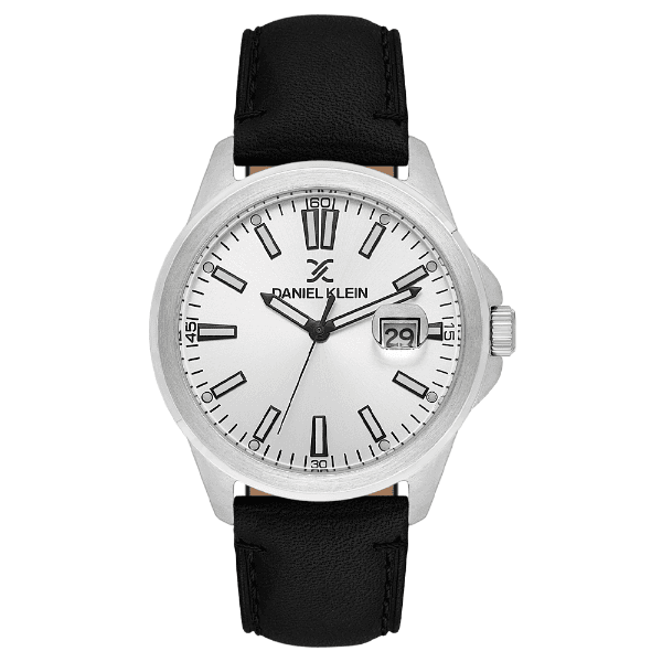 Relógio Analógico Masculino Daniel Klein Dk.1.14333-1 Premium Gents Pulseira de Couro Prata/Preto
