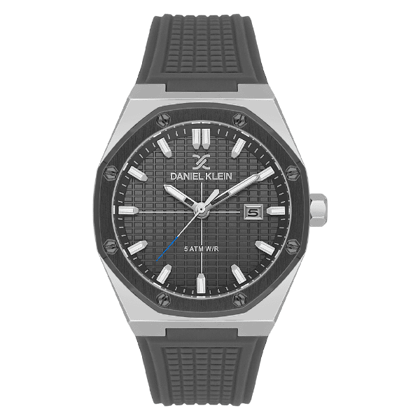 Relógio Analógico Masculino Daniel Klein Dk.1.14338-3 Premium Gents Pulseira de Silicone Preto/Prata