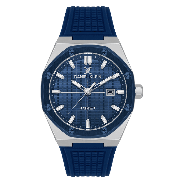 Relógio Analógico Masculino Daniel Klein Dk.1.14338-4 Premium Gents Pulseira de Silicone Azul/Prata