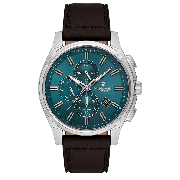 Relógio Analógico Masculino Daniel Klein Dk.1.14349-3 Exclusive Gent Pulseira de Couro Marrom/Prata/Verde