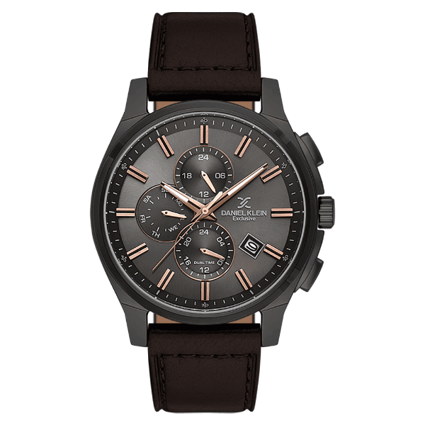 Relógio Analógico Masculino Daniel Klein Dk.1.14349-5 Exclusive Gent Pulseira de Couro Marrom/Preto