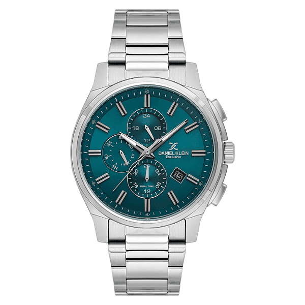 Relógio Analógico Masculino Daniel Klein Dk.1.14350-4 Exclusive Gent Pulseira de Aço Inoxidável Prata/Verde