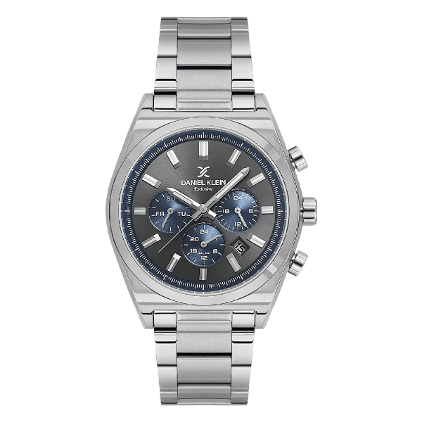 Relógio Analógico Masculino Daniel Klein Dk.1.14357-5 Exclusive Gents com Pulseira de Aço Inoxidável Prata/Preto/Azul