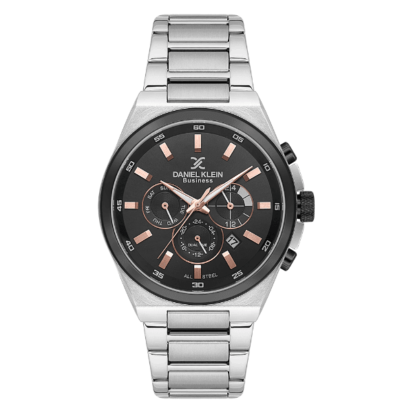 Relógio Analógico Masculino Daniel Klein Dk.1.14478-5 Business Gents Pulseira de Aço Inoxidável Prata/Preto/Rose Gold