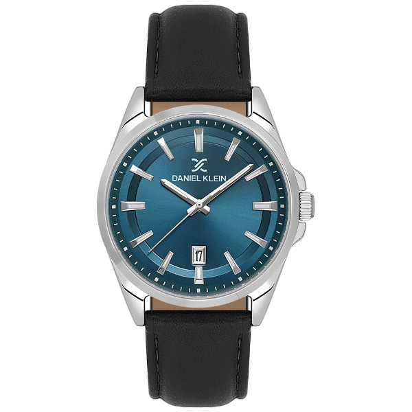 Relógio Analógico Masculino Daniel Klein Dk.6.14036-3 Pulseira de Couro Preto/Prata/Azul