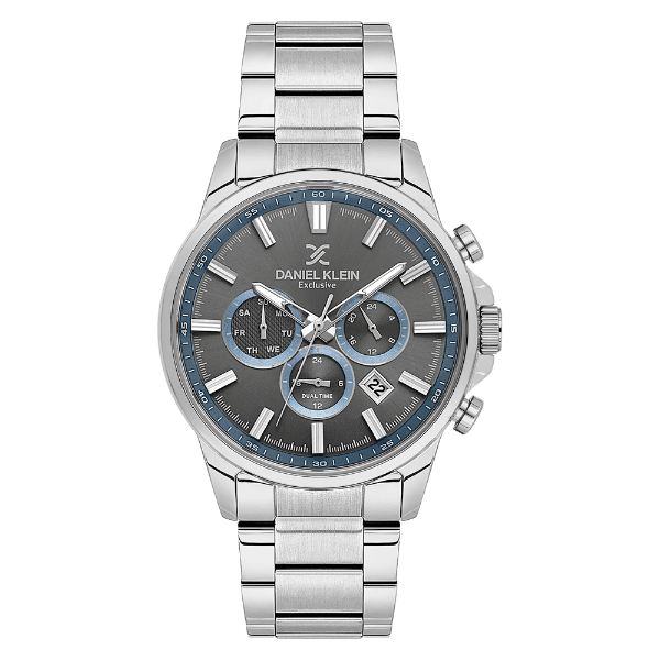 Relógio Analógico Masculino Daniel Klein Dk.6.14440-4 Exclusive Gents Pulseira de Aço Inoxidável Prata/Preto/Azul