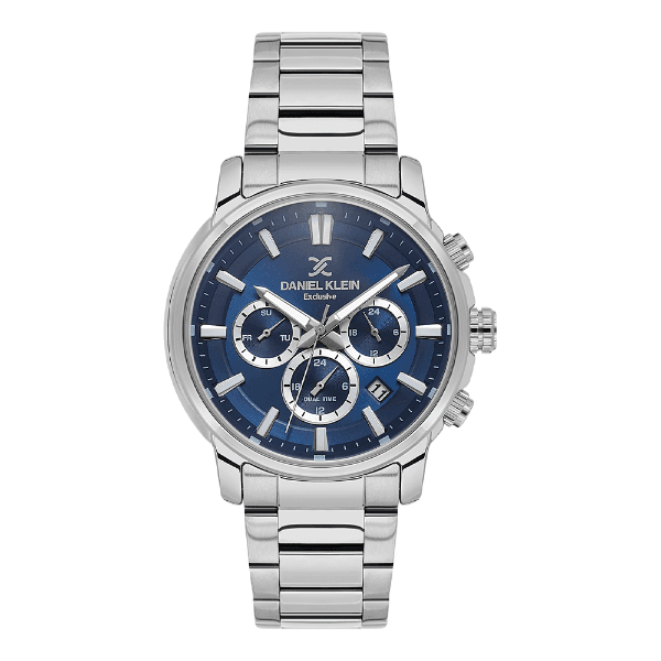 Relógio Analógico Masculino Daniel Klein Dk.6.14442-3 Exclusive Gents Pulseira de Aço Inoxidável Prata/Azul