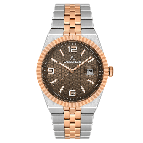 Relógio Analógico Masculino Daniel Klein Dk.6.14718-7 Premium Gents Pulseira de Aço Inoxidável Prata/Rose Gold/Marrom