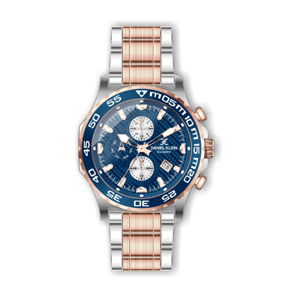Relógio Analógico Masculino Daniel Klein Exclusive Dk.1.12472-6 Prata e Rosa Ouro