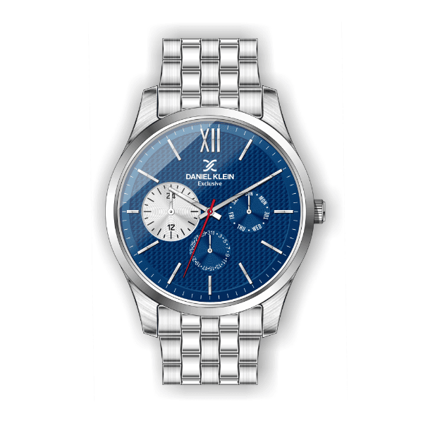 Relógio Analógico Daniel Klein Exclusive Dk.1.12484-3 Prata e Azul