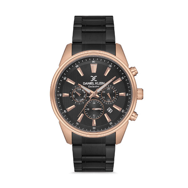 Relógio Analógico Masculino Daniel Klein Exclusive Dk.1.12588-3 Preto/Rosa Ouro
