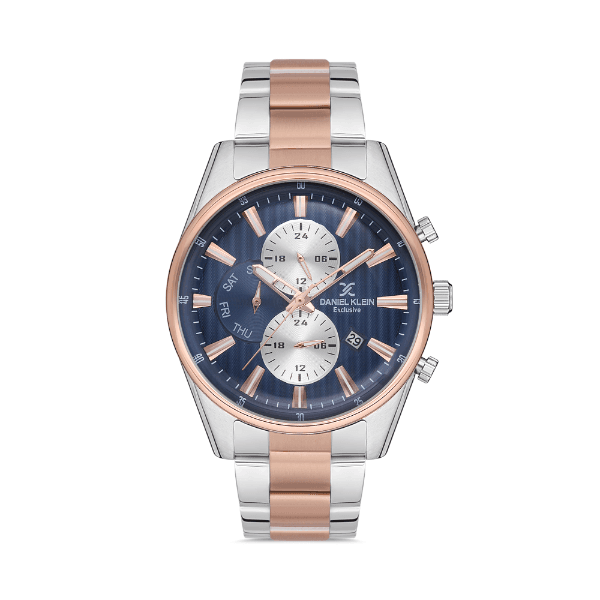 Relógio Analógico Masculino Daniel Klein Exclusive Dk.1.12590-4 Prata/Rosa Ouro
