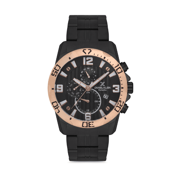 Relógio Analógico Daniel Klein Exclusive Dk.1.12593-6 Preto/Rosa Ouro