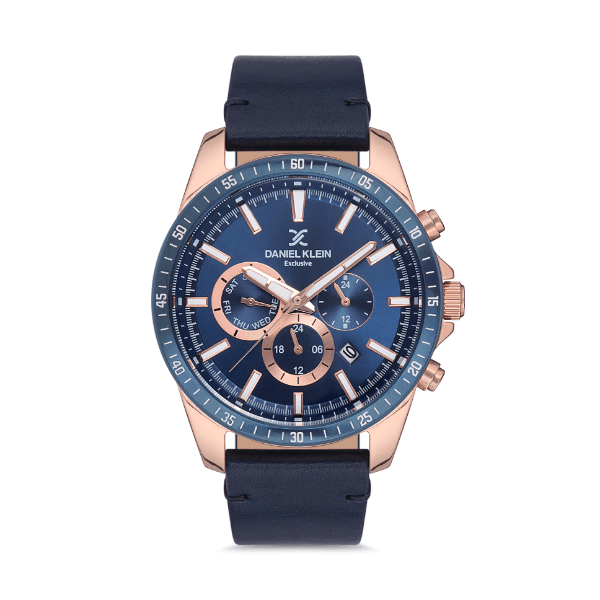 Relógio Analógico Masculino Daniel Klein Exclusive Dk.1.12595-5 Rosa Ouro/Azul
