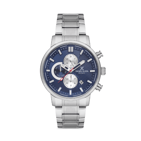 Relógio Analógico Daniel Klein Exclusive Dk.1.12602-3 Prata/Azul
