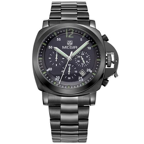 Relógio Analógico Megir Army Special MS3006G / Bk-1 Masculino Metal Preto Fosco