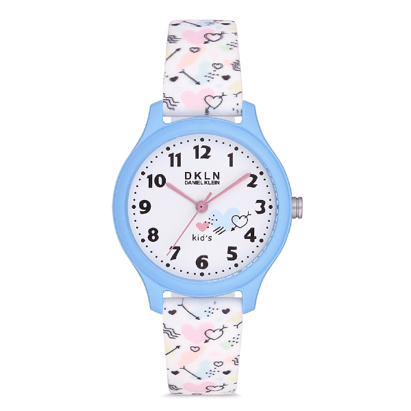Relógio Analógico Daniel Klein Dk.1.12764-7 Dkln Kids Pulseira de Silicone Azul Claro/Branco