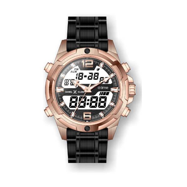 Relógio Digital Masculino Daniel Klein D:Time Dk.1.12355-4 Preto e Dourado