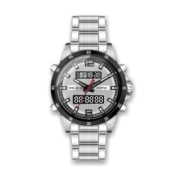 Relógio Digital Masculino Daniel Klein D:Time Dk.1.12408-1 Prata e Preto